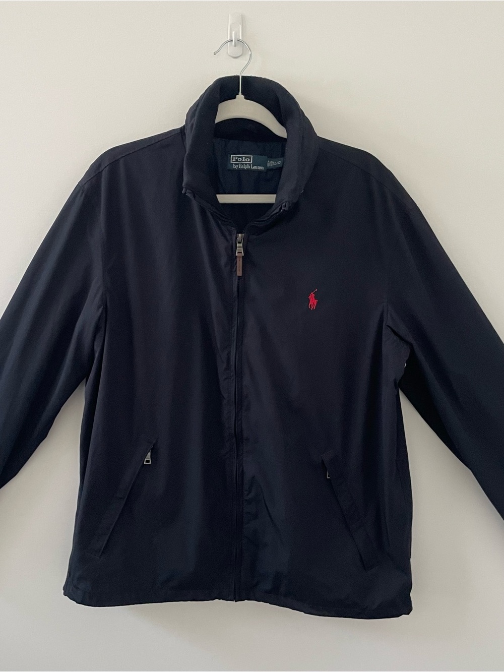 Polo by Ralph Lauren Men's Black Zip-Up Jacket with Red Logo